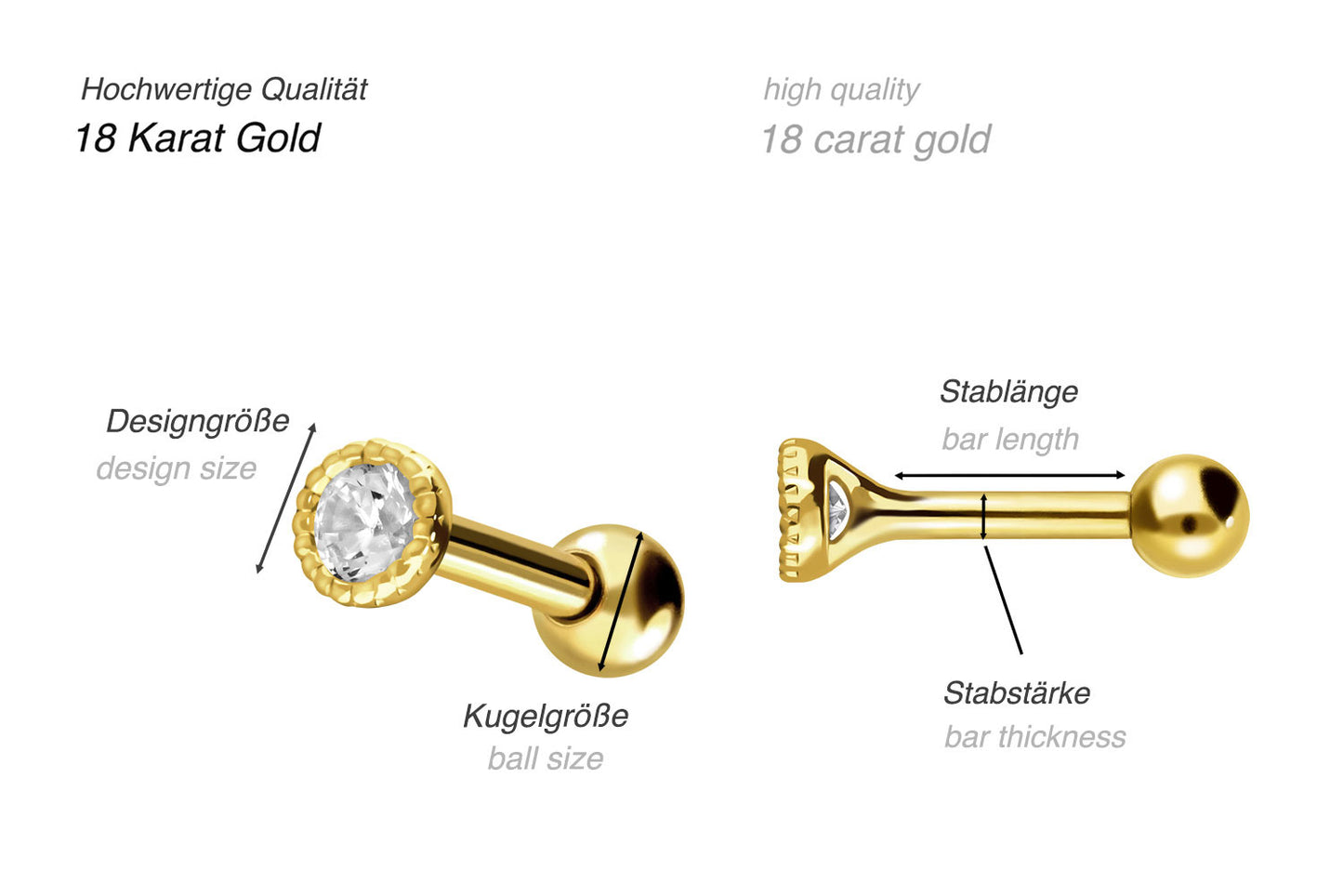 18 Karat Ohrpiercing Zarge