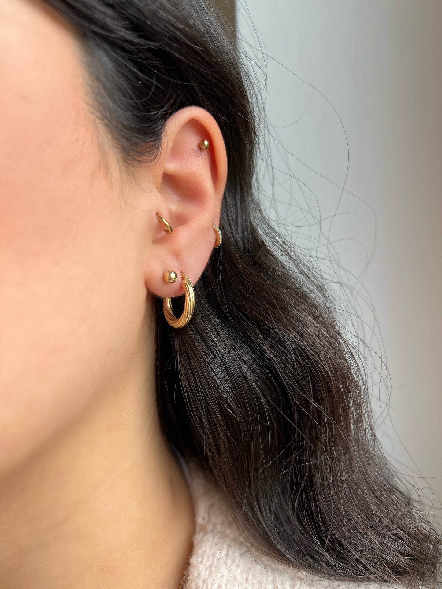 14Karat Gold Twisted Hoops gedrehte Creolen klein - zartes Design