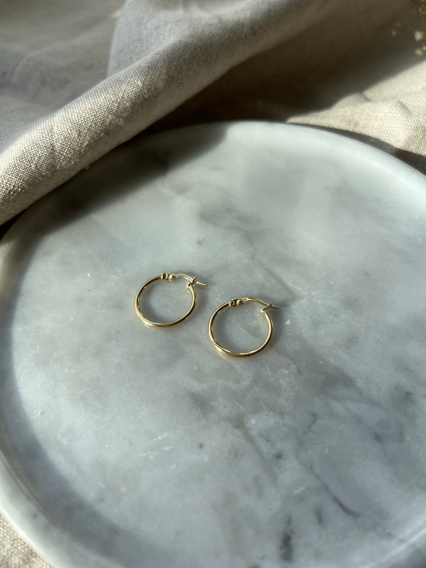 14K Gelbgold Creolen Klassisch – Feine, Leichte Ohrringe 585Gold