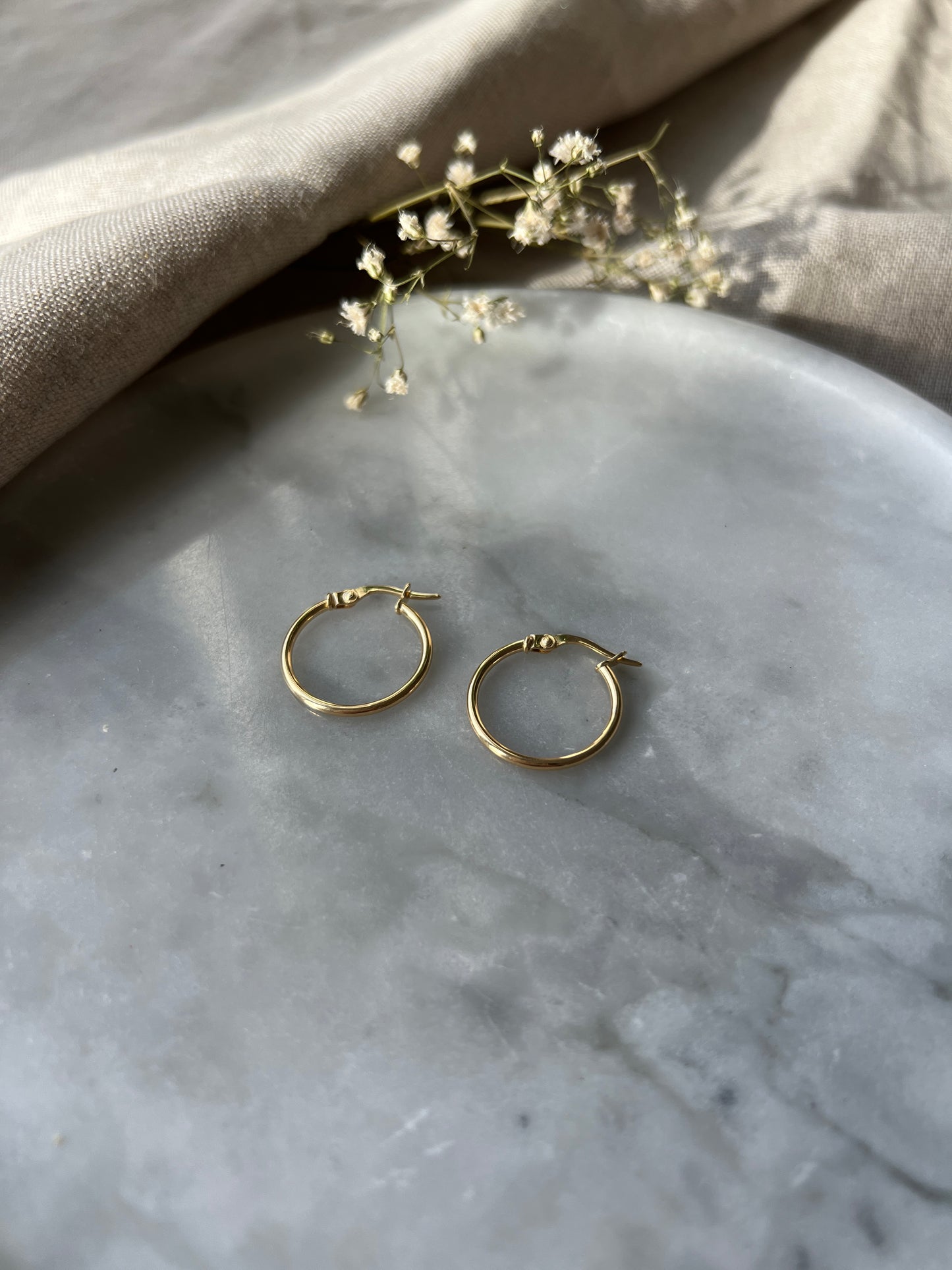 14K Gelbgold Creolen Klassisch – Feine, Leichte Ohrringe 585Gold